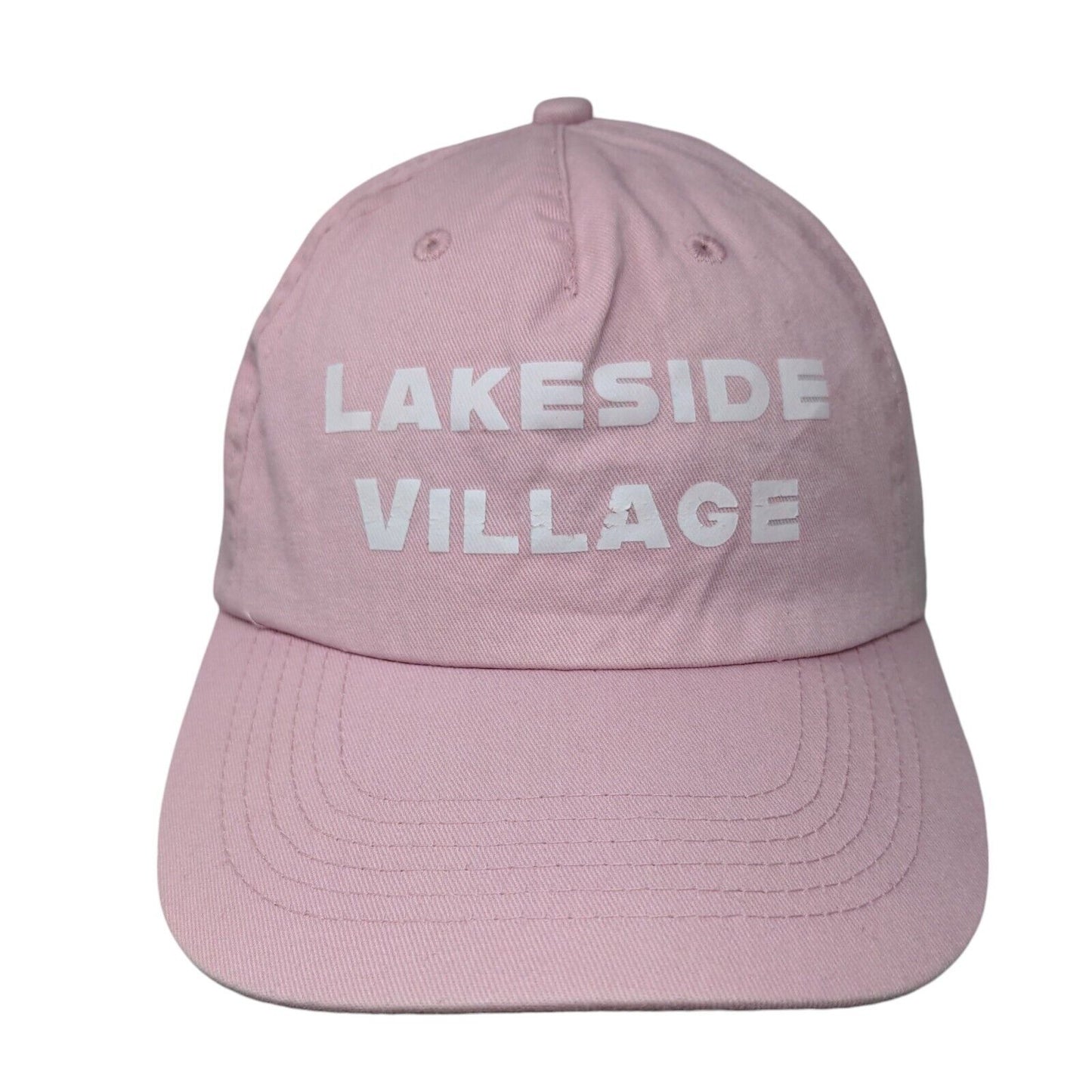 Lakeside Village Strapback Trucker Hat Pink OSFM Adjustable Hit Wear Cotton