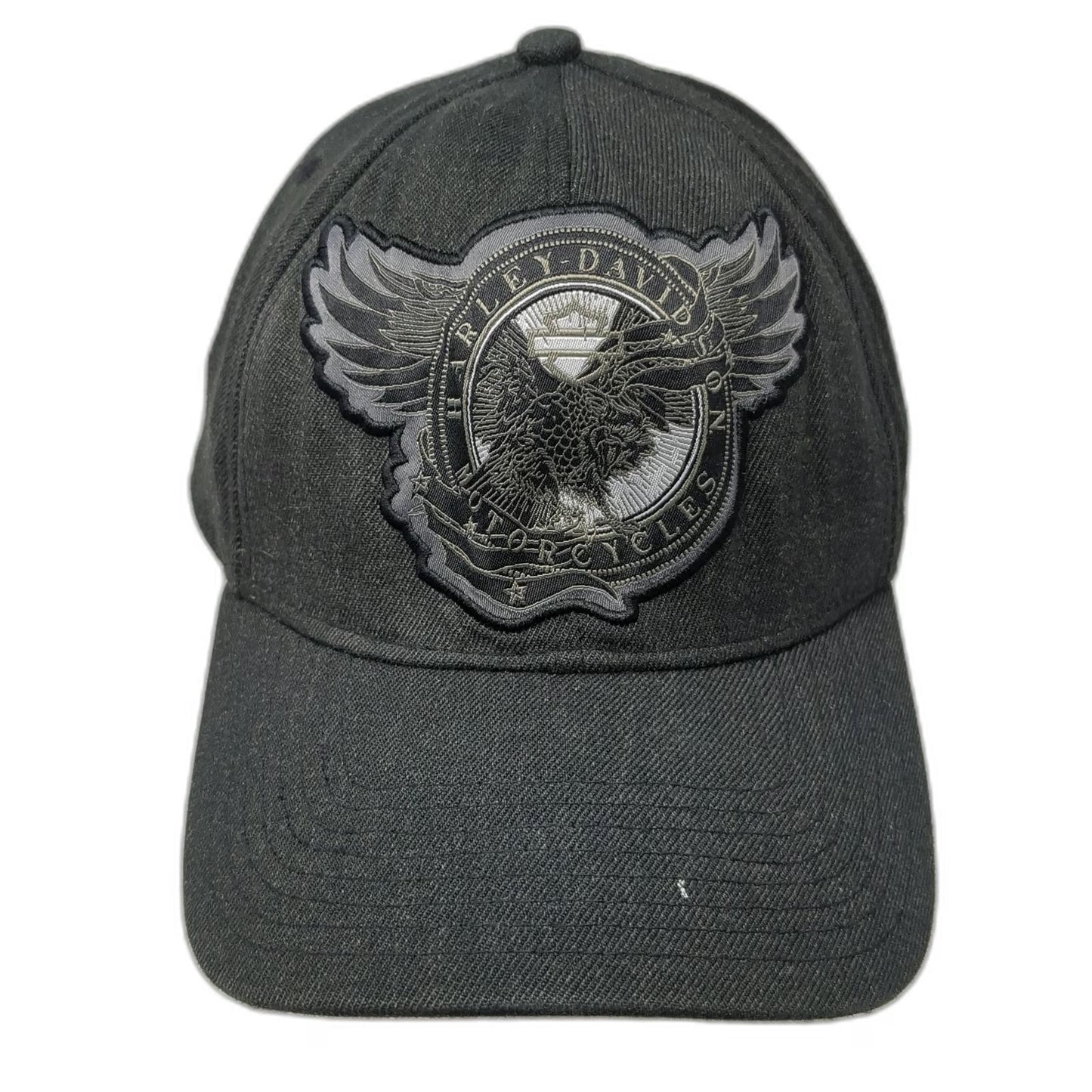 New Era Baseball Cap Black L Harley-Davidson Eagle Patch Stretch Hat 39THIRTY
