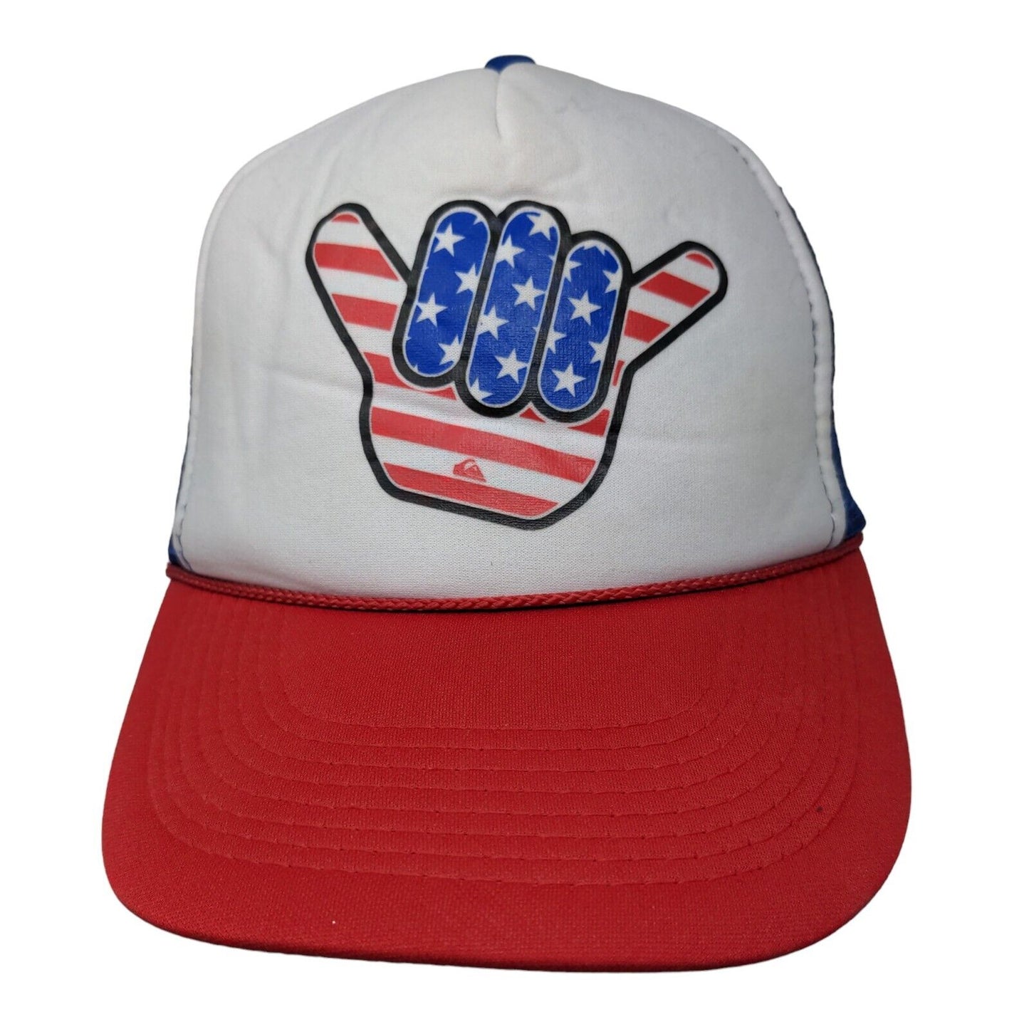 Shaka Sign Patriotic Snapback Trucker Hat Multicolor OSFM Mesh Back Rope