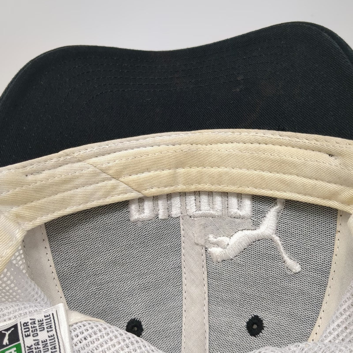 Puma Trucker Hat Black One Size Mesh Back Snapback Embroidered Logo Athletic