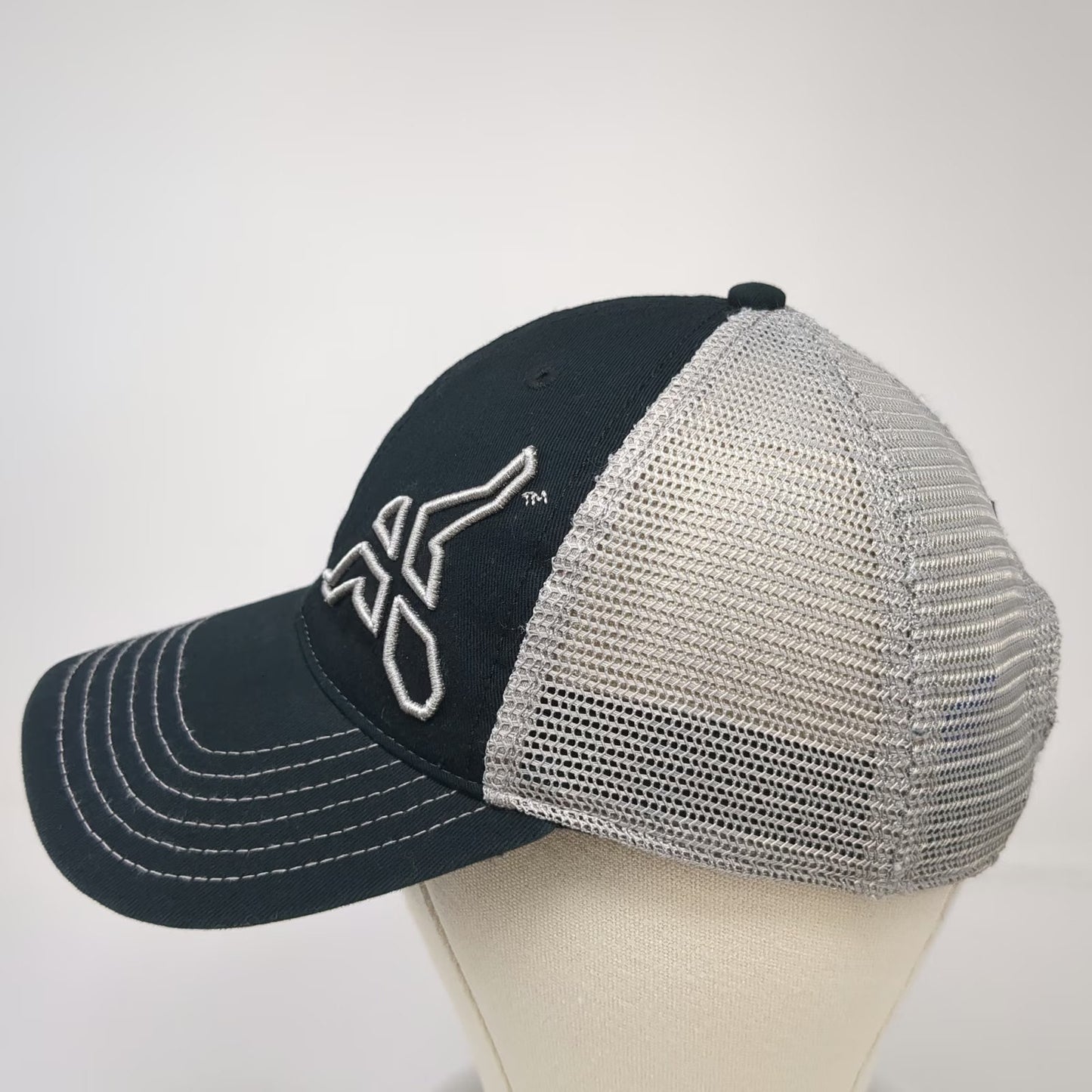 Wrangler Trucker Hat Black Gray One Size Mesh Snapback Logo Contrast Stitching
