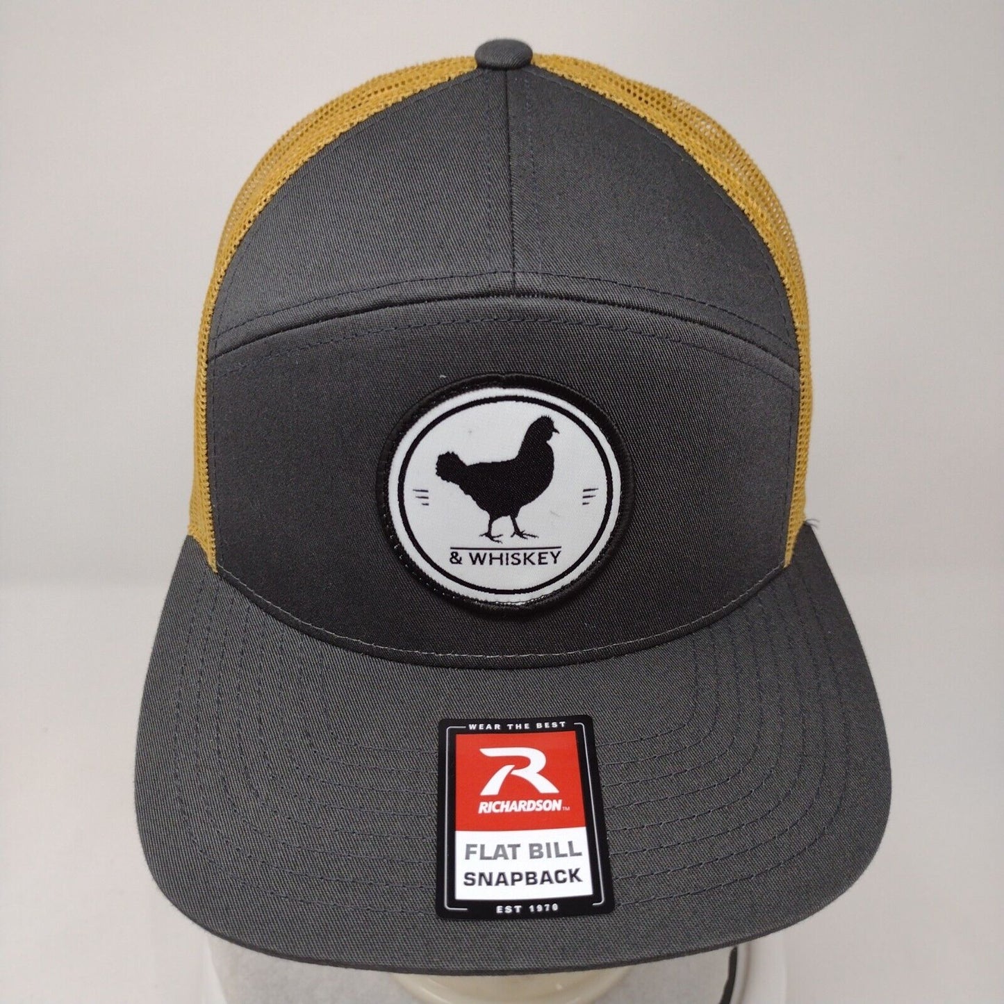 Chicken & Whiskey Flat Bill Snapback Trucker Hat Multi OSFA Mesh Back