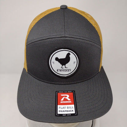 Chicken & Whiskey Flat Bill Snapback Trucker Hat Multi OSFA Mesh Back