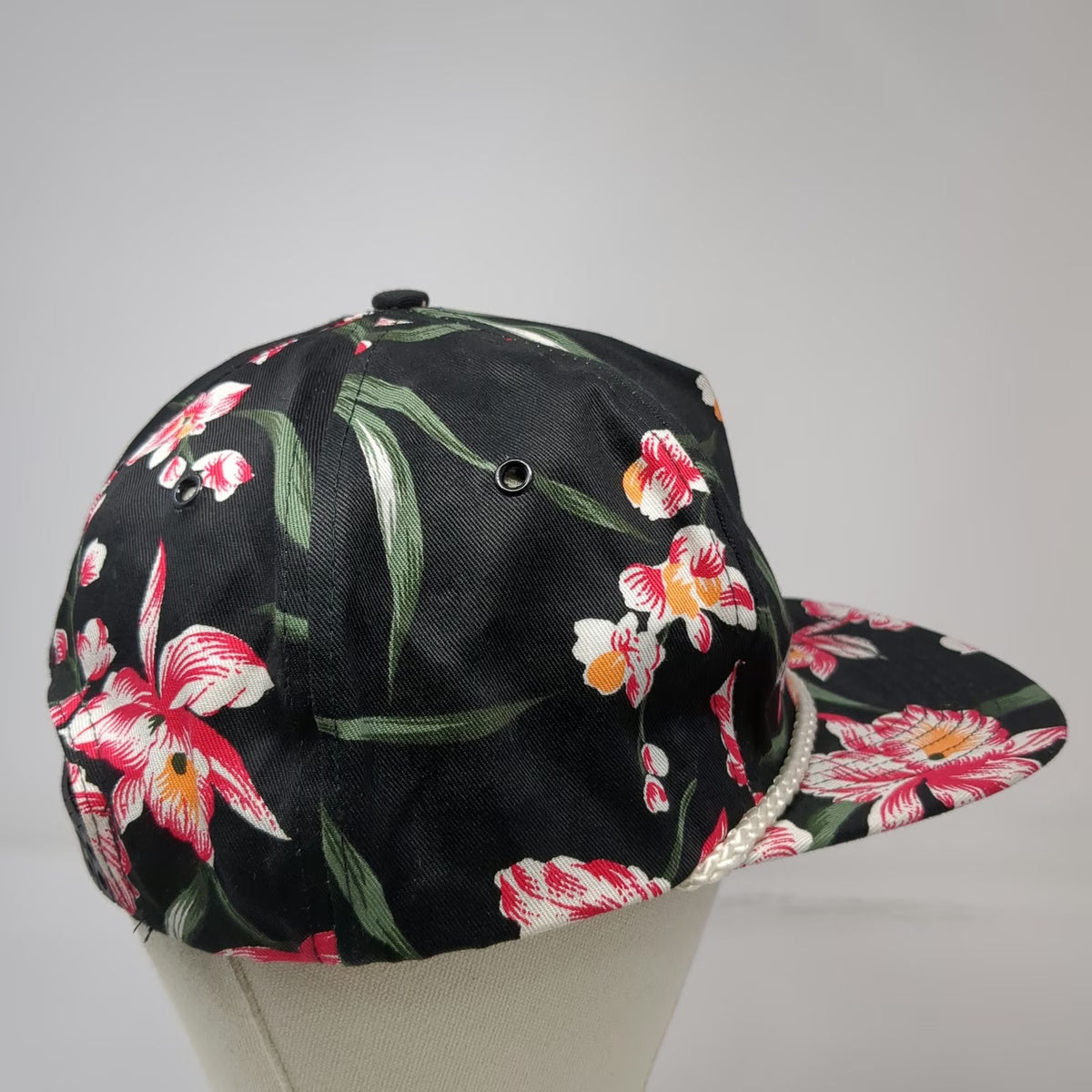 San Sun C.H. Dredge & Company Trucker Black Floral Rope Snapback Hat Vintage