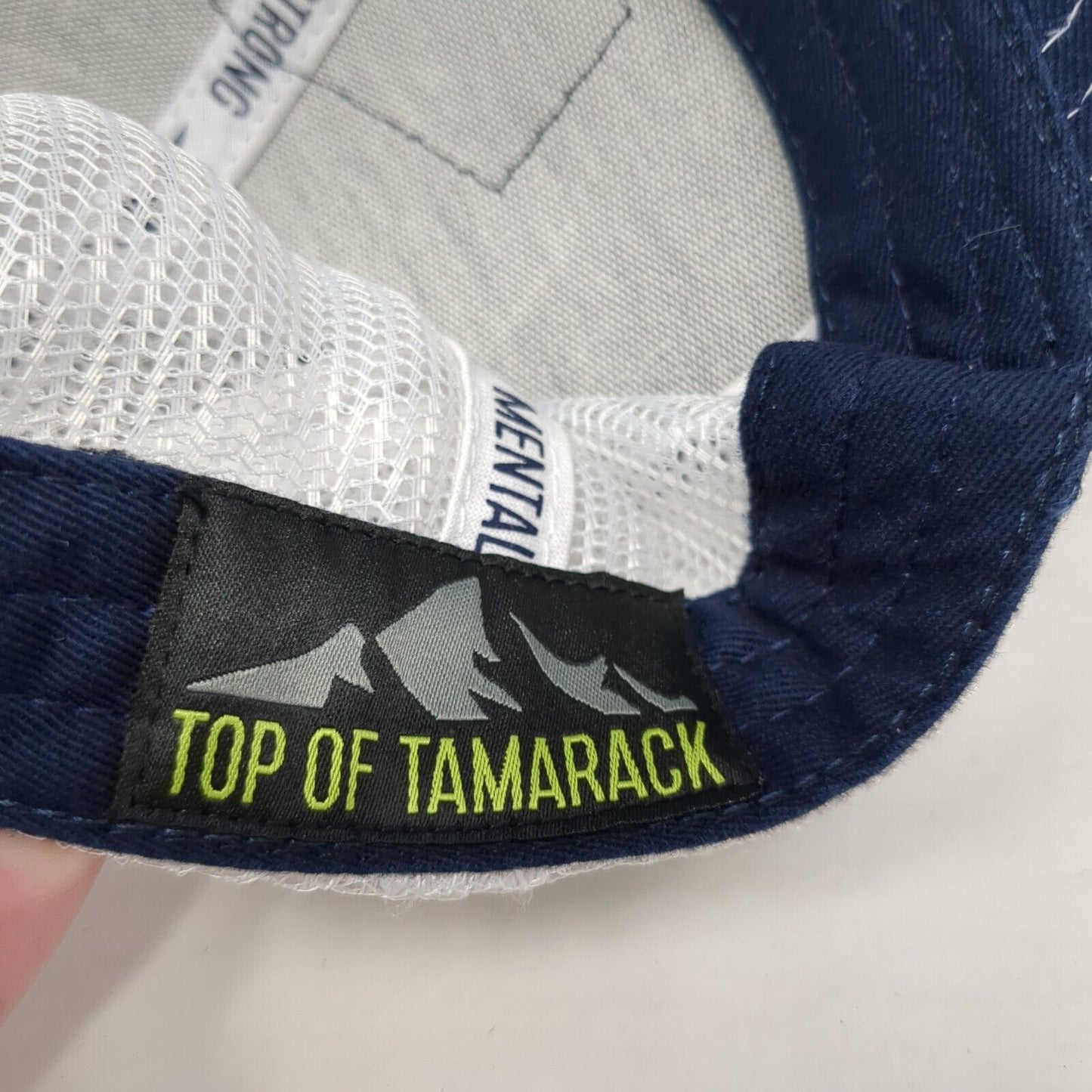Top of Tamarack Patch Snapback Trucker Hat Blue One Size Mesh Back