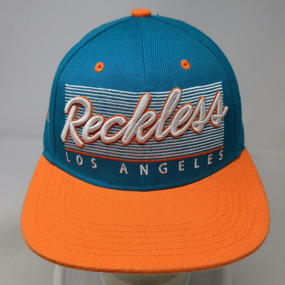 Young & Reckless Snapback Blue Orange One Size Los Angeles Reckless Script Hat