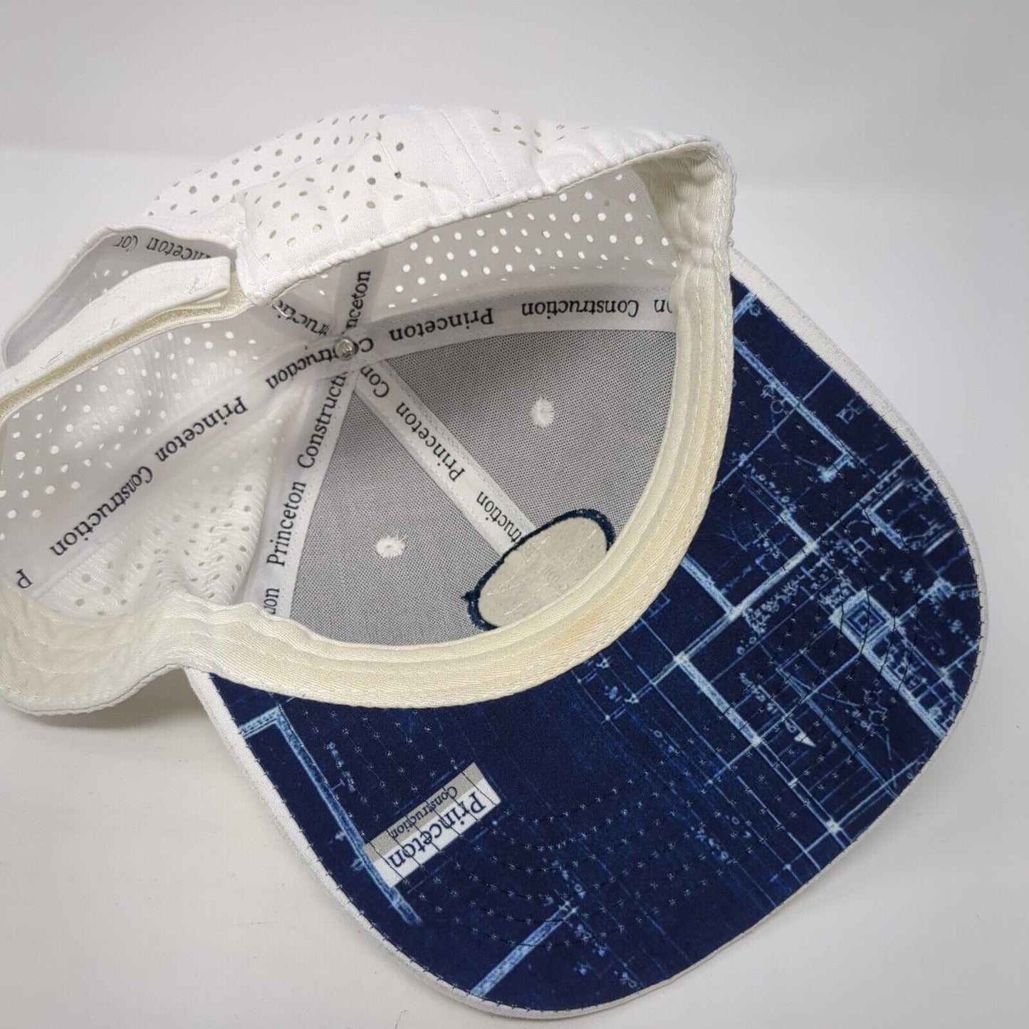 Princeton Construction D Hudson Strapback Hat White OS Adjustable Embroidered