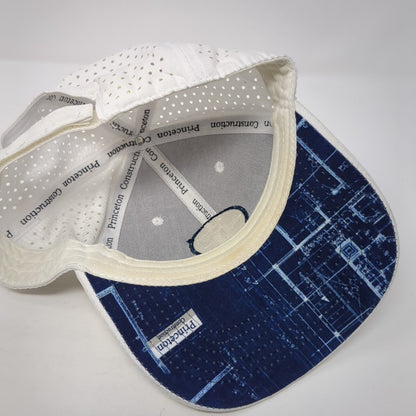 Princeton Construction D Hudson Strapback Hat White OS Adjustable Embroidered