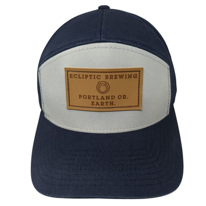 Ecliptic Brewing Slideback Hat Blue One Size Leather Strap Richardson
