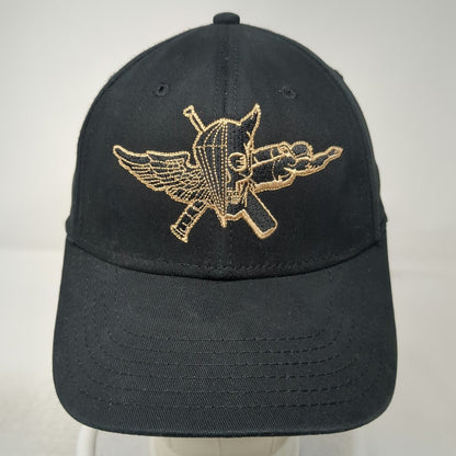 Otto Baseball Cap Black Gold M Stretch Fit Military Winged Skull Embroidery Hat