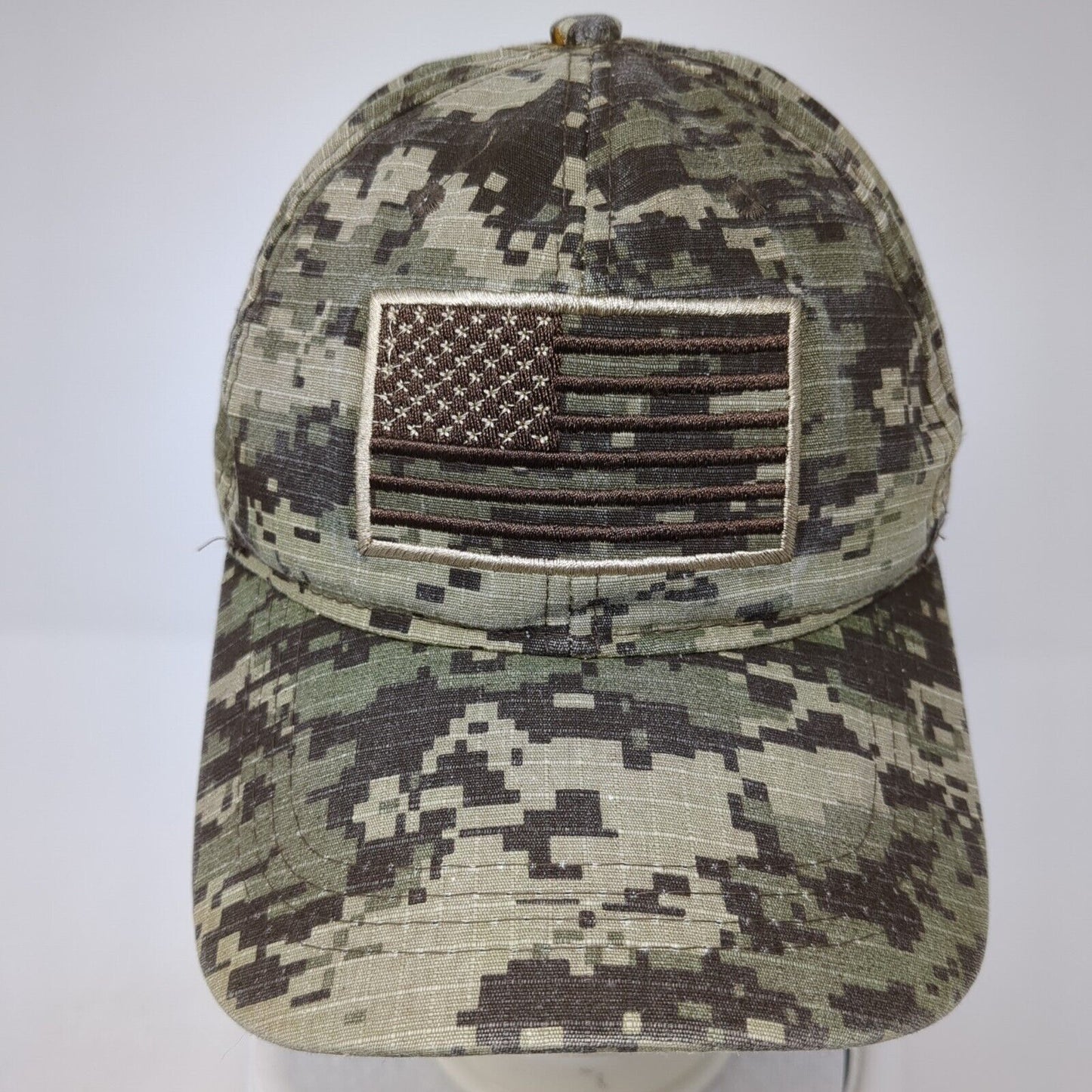 American Flag Strapback Hat Multicolor One Size Digital Camo Adjustable