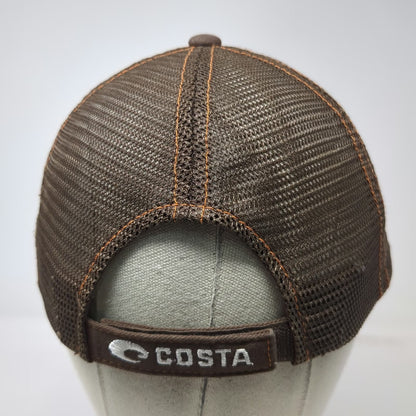 Costa Baseball Cap Brown One Size Fish Skeleton Patch Mesh Back Strapback Hat
