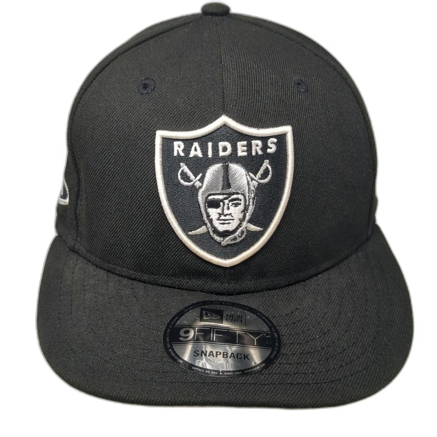 Las Vegas Raiders NFL New Era Snapback Black One Size Flat Brim Side Patch Hat