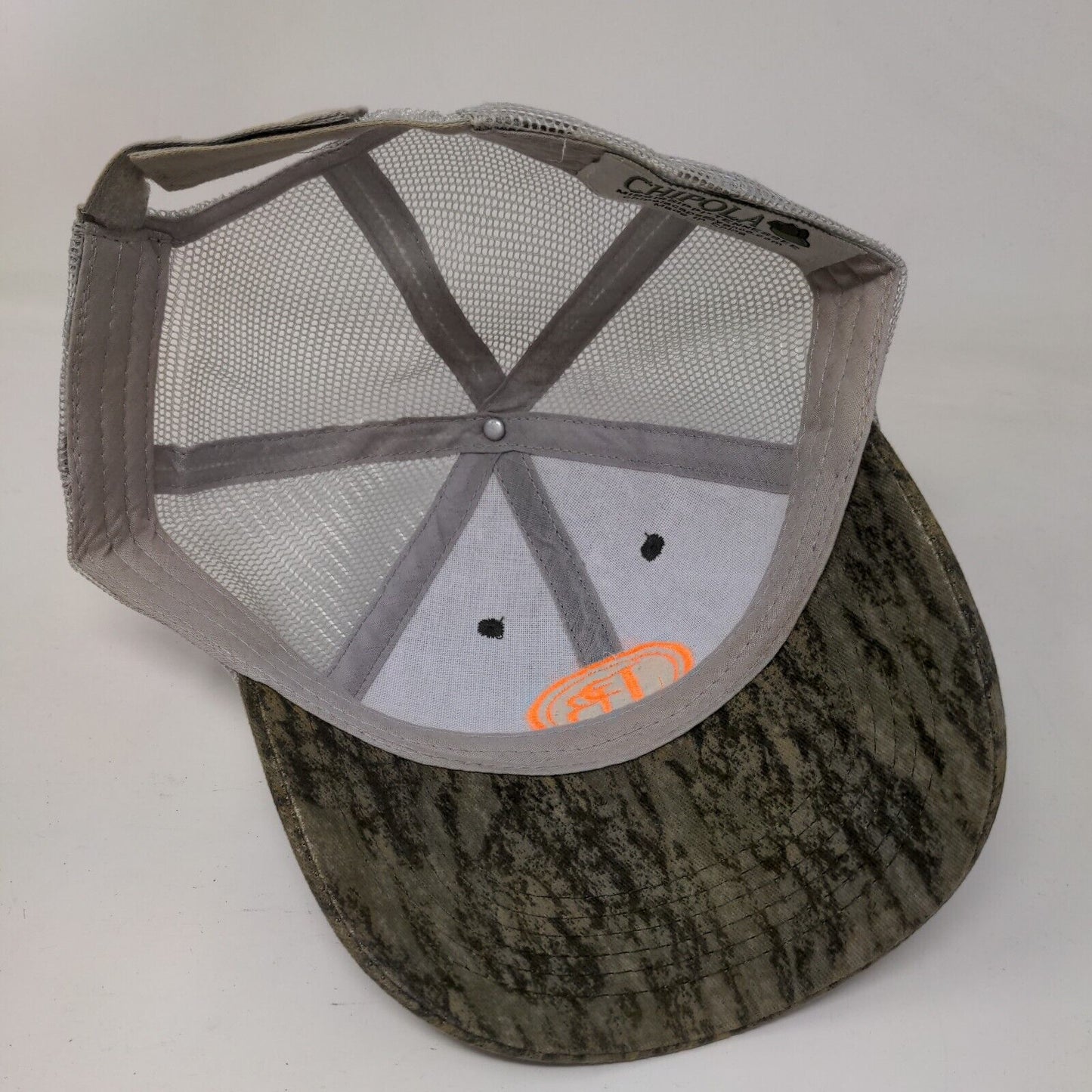 PB Mossy Oak Bottom Land Strapback Trucker Hat Camouflage One Size Mesh Back