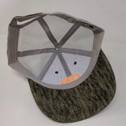 PB Mossy Oak Bottom Land Strapback Trucker Hat Camouflage One Size Mesh Back