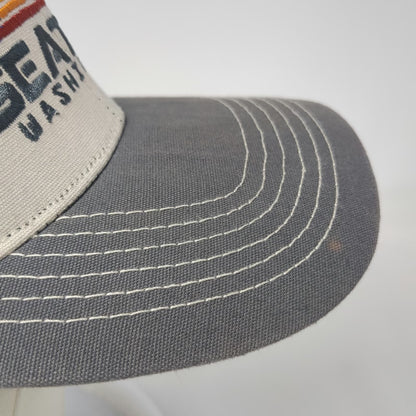 Mountain Trucker Hat Gray One Size Seattle Washington Retro Stripe Mesh Snapback