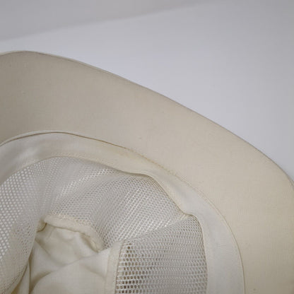 Unbranded Strapback Hat Cream One Size Adjustable Mesh Trim Wide Brim