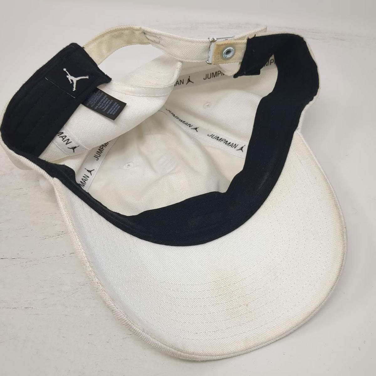 Jordan Baseball Cap White One Size Tonal Jumpman Logo Slideback Hat Curved Brim