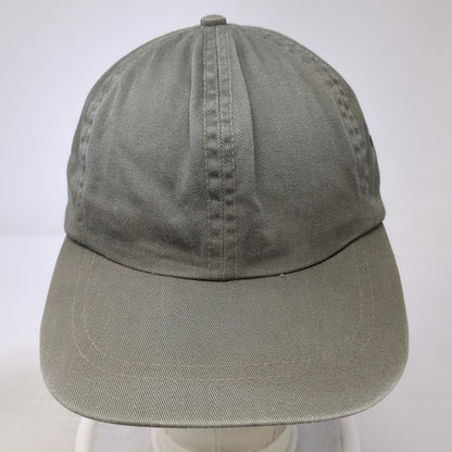 Eddie Bauer Baseball Cap Green Leather Strap Cotton Metal Eyelets Hat Vintage