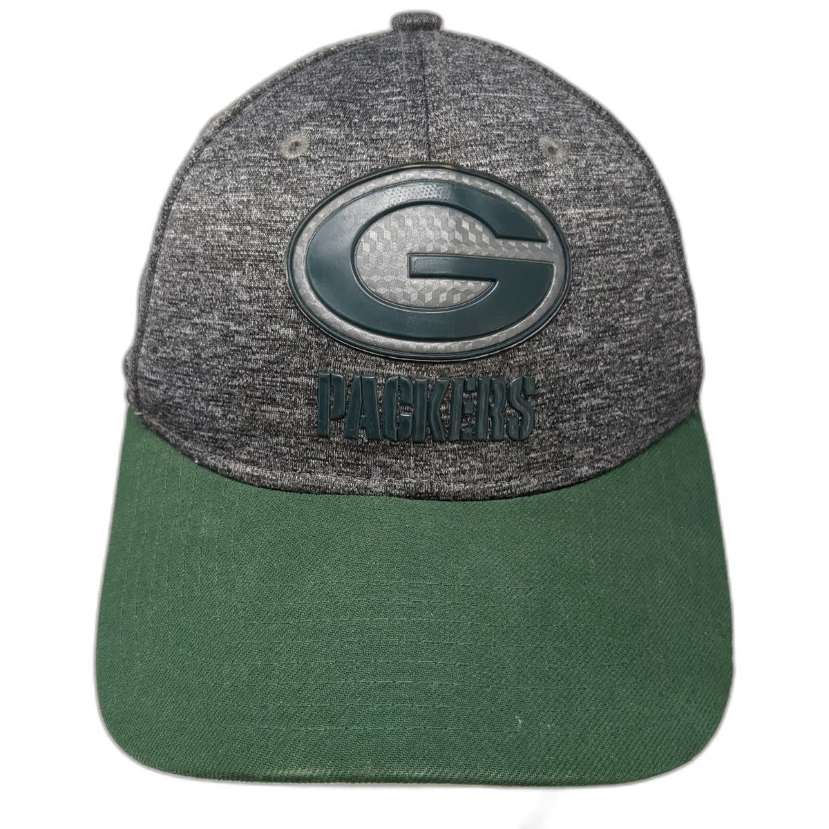 Green Bay Packers NFL New Era Gray Cap Hat M 39THIRTY Stretch Fit Heathered Logo