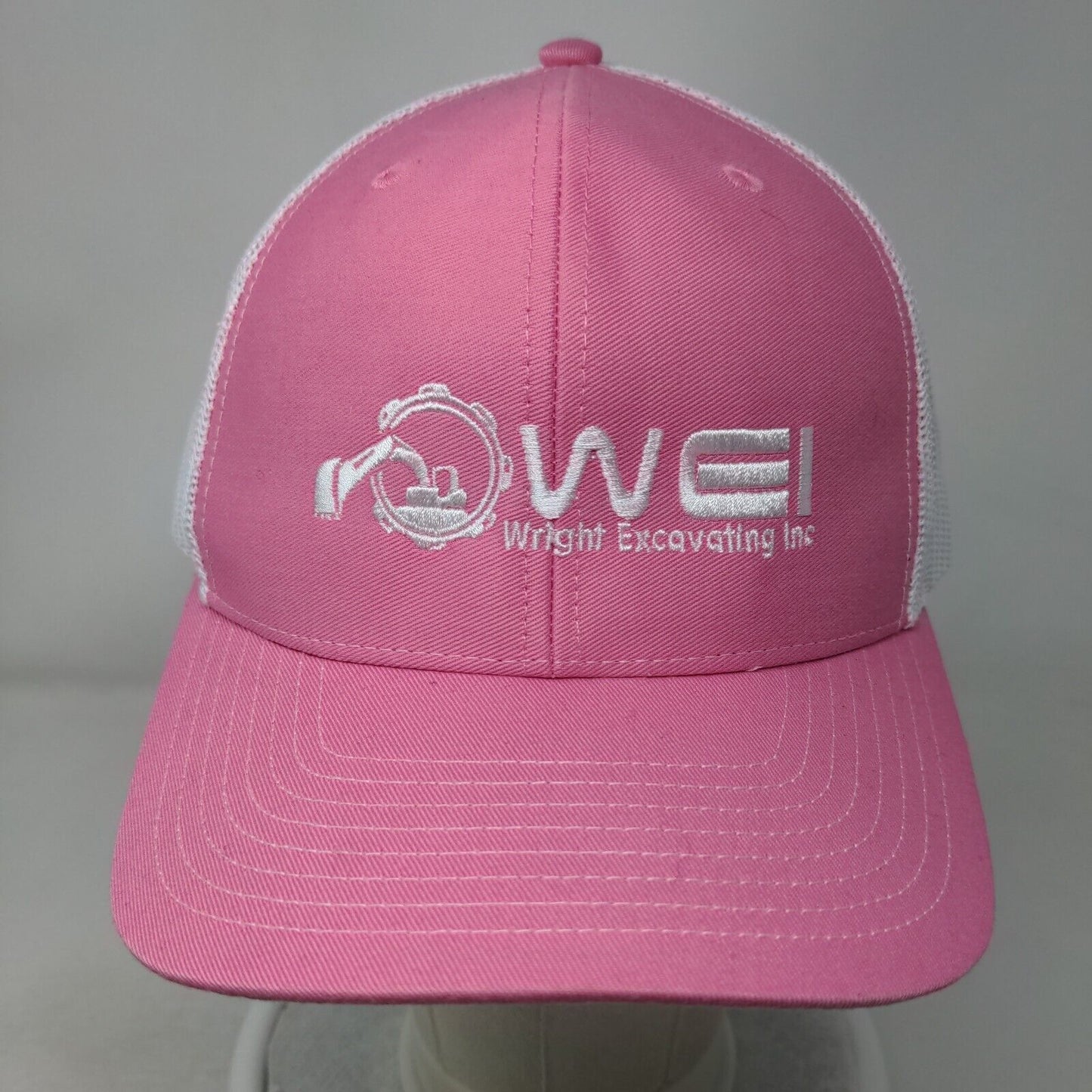 WEI Wright Excavating Inc Mesh Back Trucker Hat Pink One Size Richardson