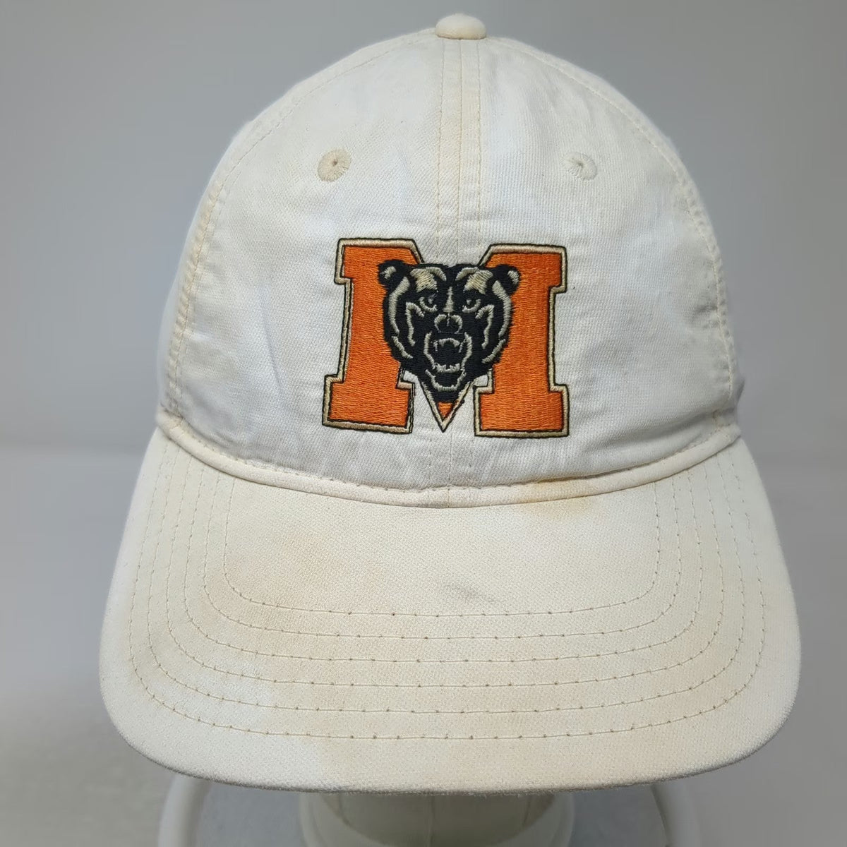 Mercer Bears NCAA adidas Cap White Orange Black One Size Strapback Logo Curved
