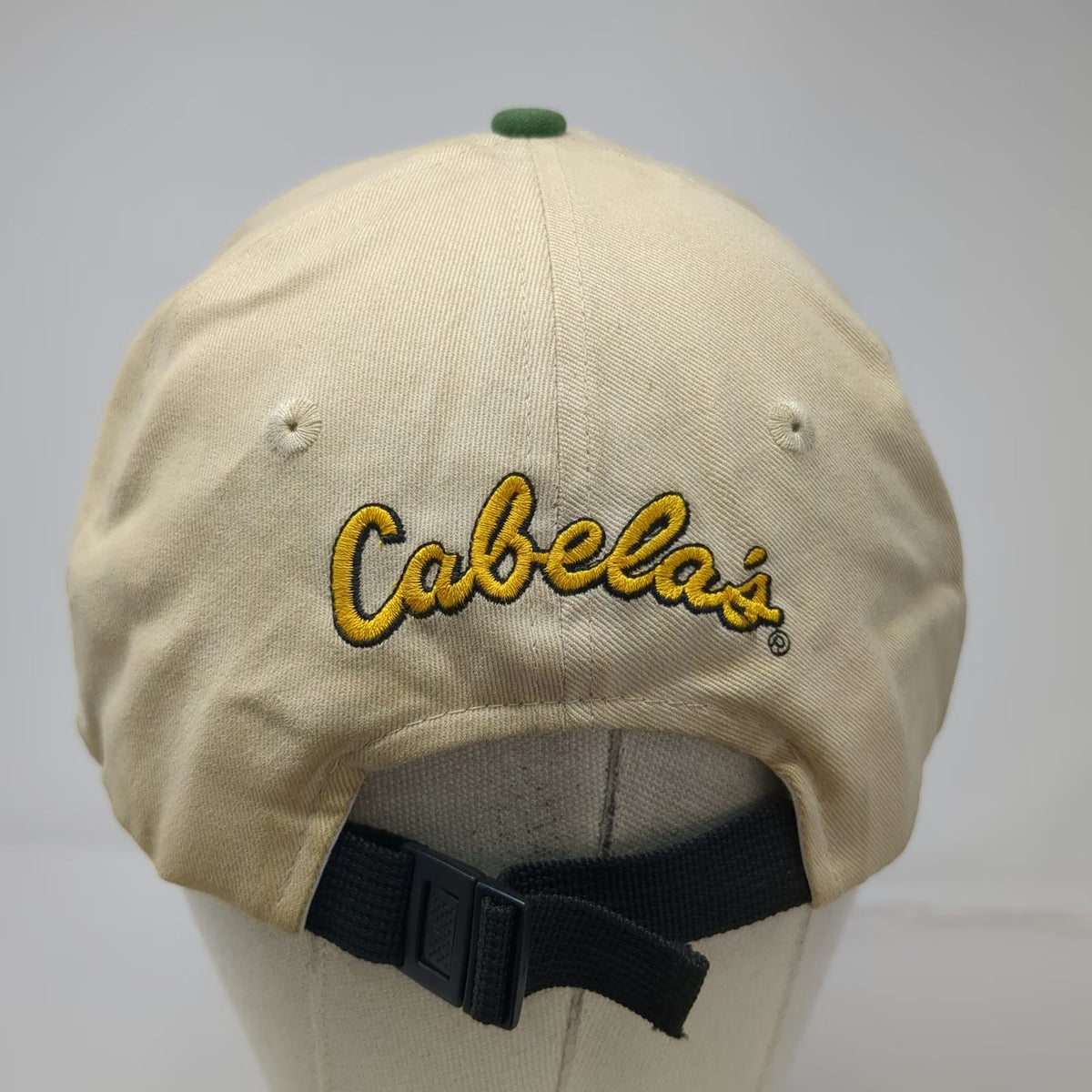 Cabela's 5 Panel Hat Beige Green Outdoor Gear Patch Strapback Cotton Vintage