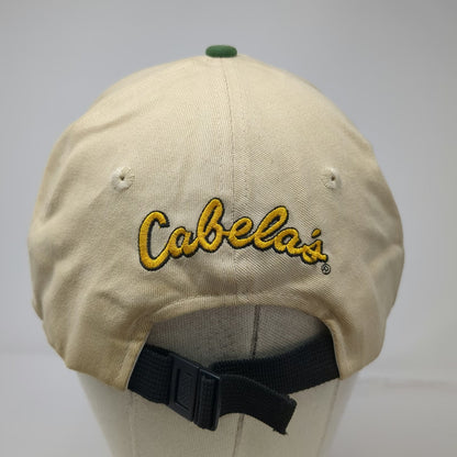 Cabela's 5 Panel Hat Beige Green Outdoor Gear Patch Strapback Cotton Vintage