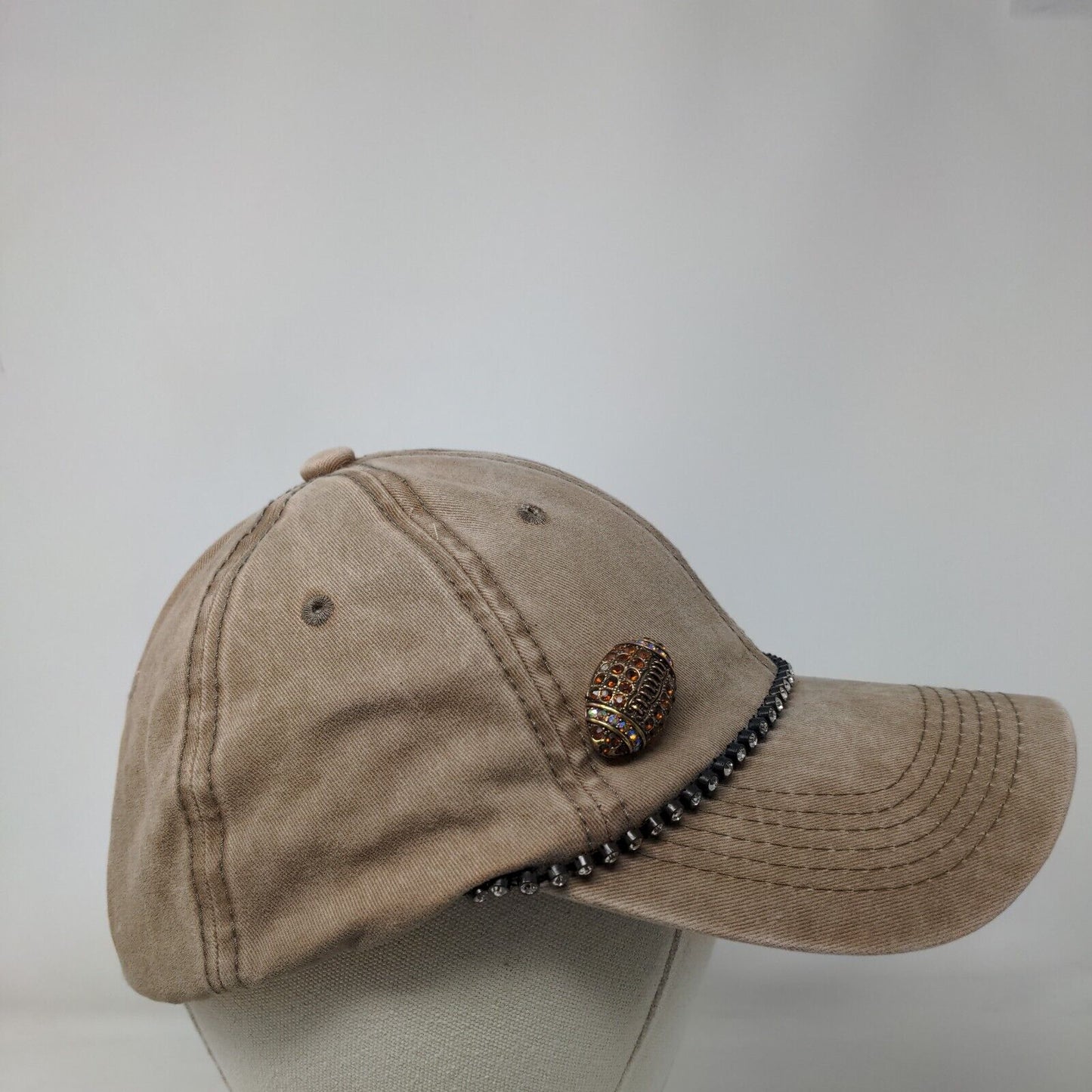 Unbranded Slideback Hat Tan One Size Adjustable Bling Rhinestone 6 Panel