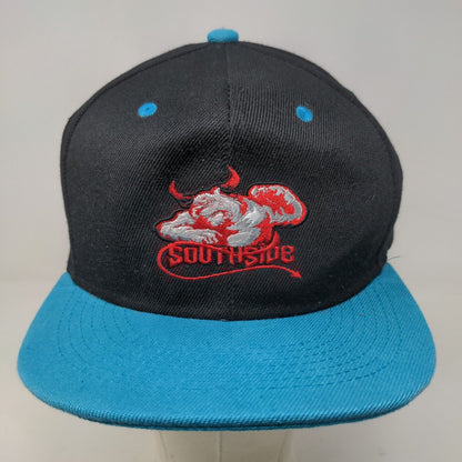 Premium Men's Snapback Hat Black Blue Embroidered Southside Devil Logo
