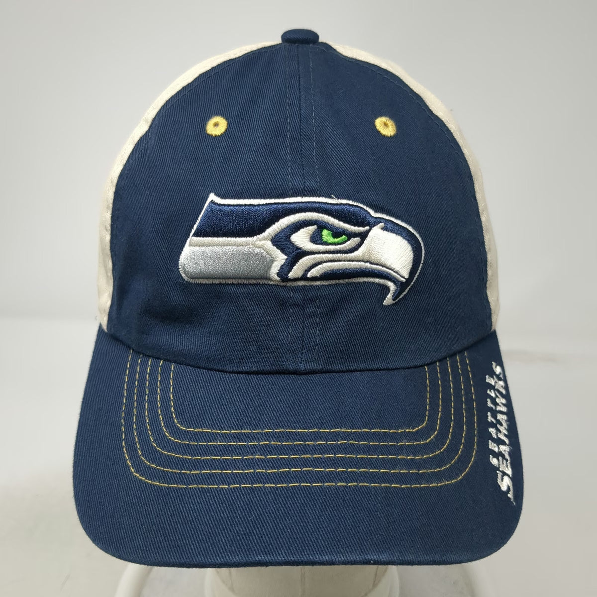 NFL Team Apparel Seattle Seahawks Blue Beige One Size Cap Hat Contrast Stitching