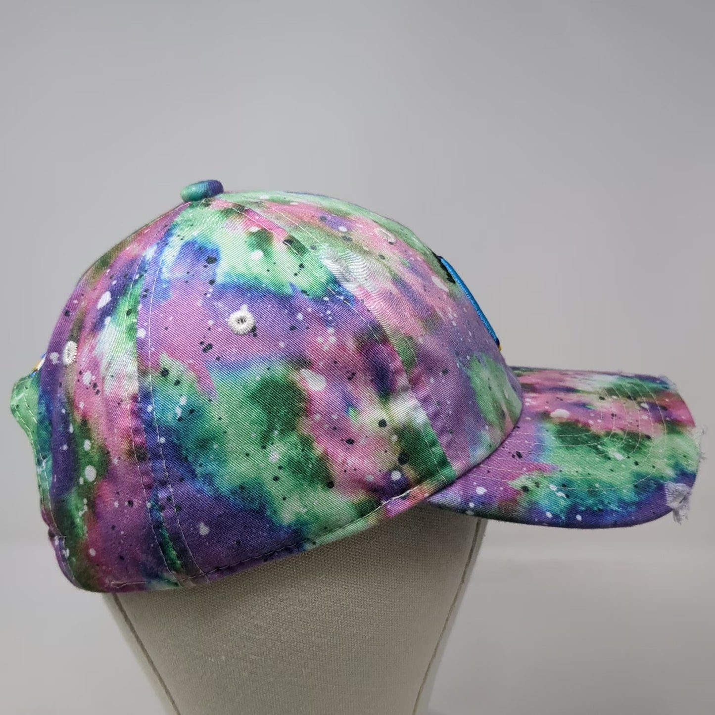 Hatco Baseball Cap Purple One Size Peace Sign Worldwide Tie Dye Slideback Hat