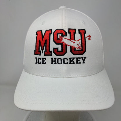 Port Authority Men's Fitted Hat S-M Embroidered MSU Ice Hockey Logo Cotton Blend