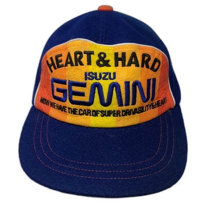 Isuzu Gemini Heart & Hard Baseball Cap Blue Vintage OS Graphic Slideback Hat