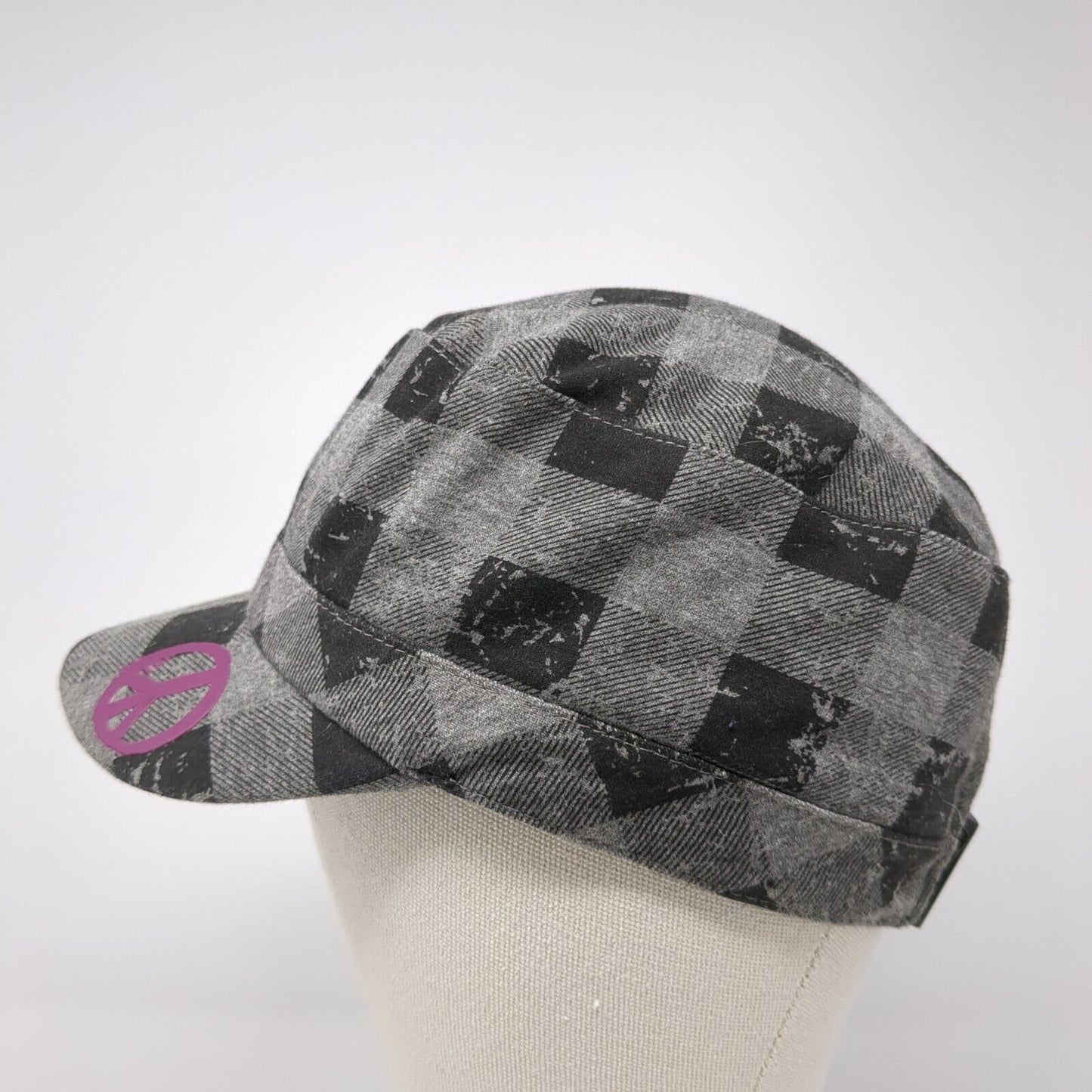 Joe Boxer Slideback Cadet Army Hat Multi One Size Buffalo Plaid Peace