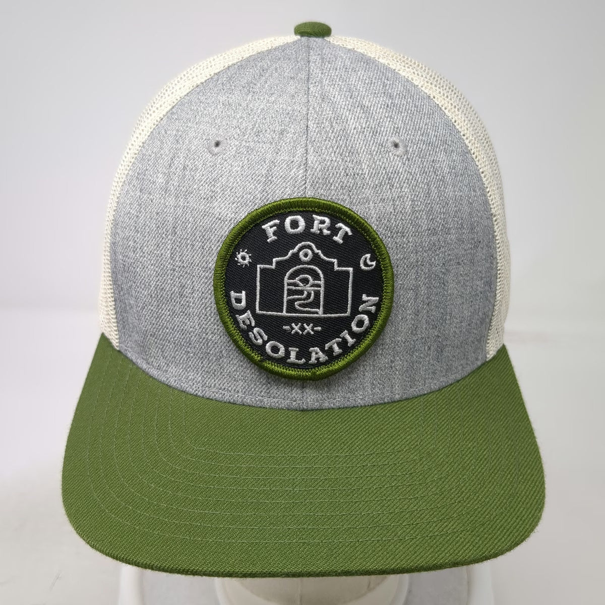 Agent of Frontier Trading Trucker Hat Gray Green White One Size Fort Desolation