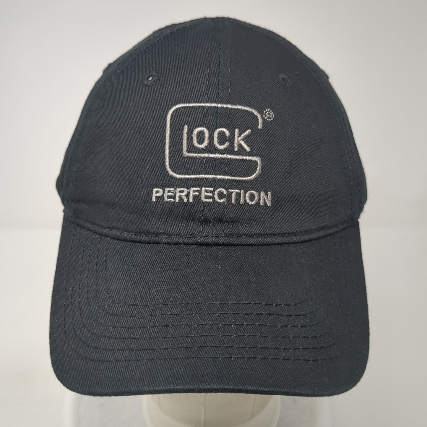 GLOCK Perfection Strapback Hat Black One Size Adjustable Solid 6 Panel