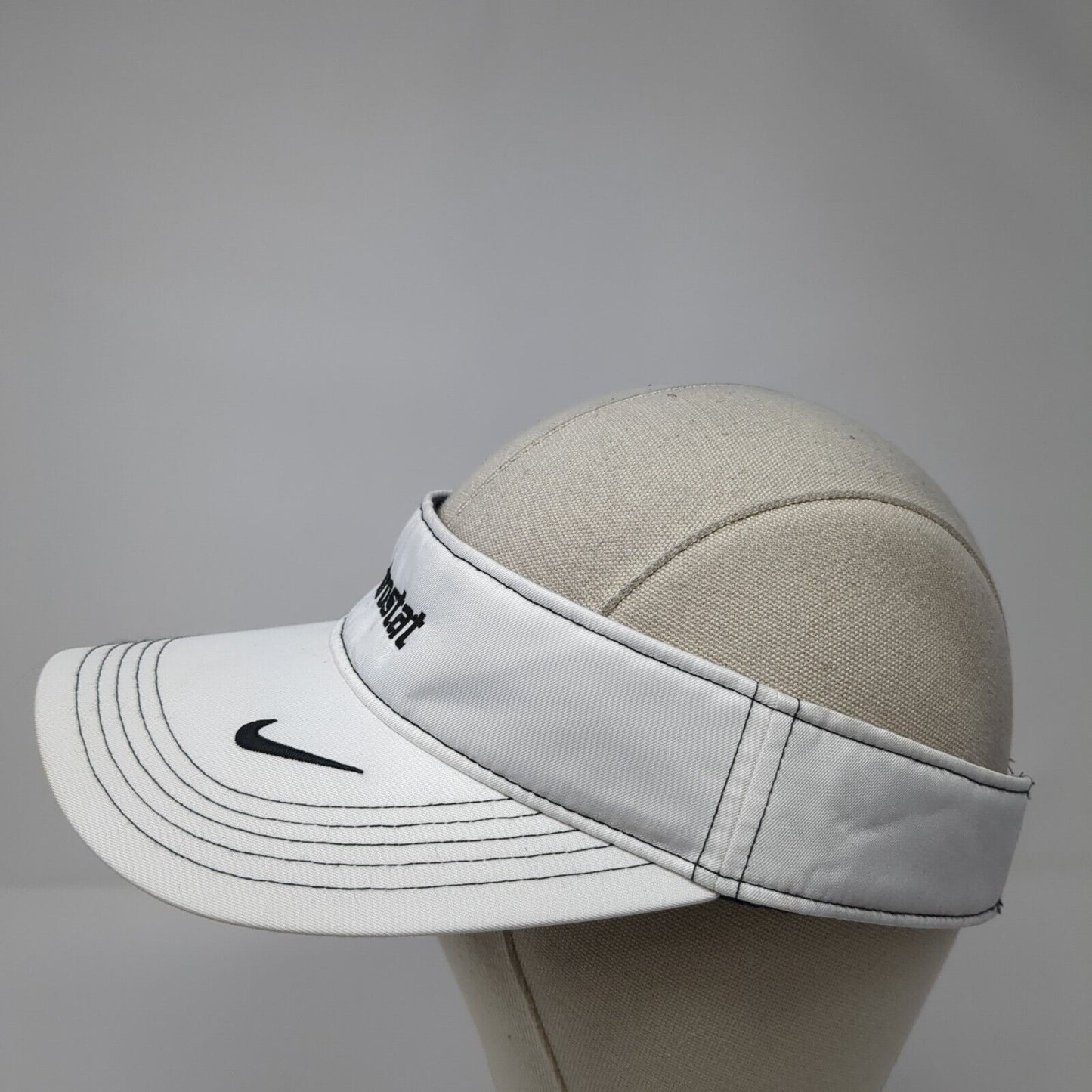 Hydrostat Strapback Sun Visor Hat White One Size Nike Swoosh Dri-Fit