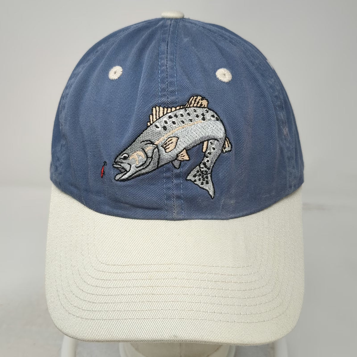 Outdoor Cap Baseball Cap Blue One Size Embroidered Fish Two Tone Slideback Hat