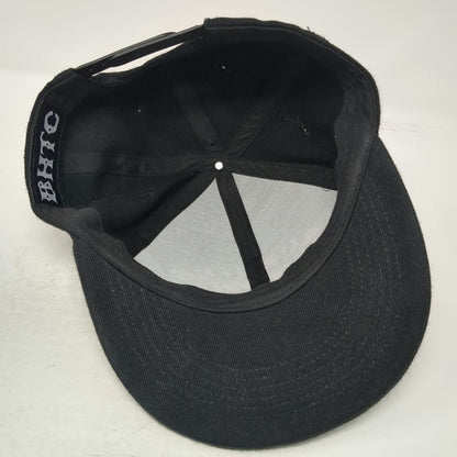Burning Hearts Tattoo Hat Black One Size Snapback BHTC Flat Brim Graphic Cap