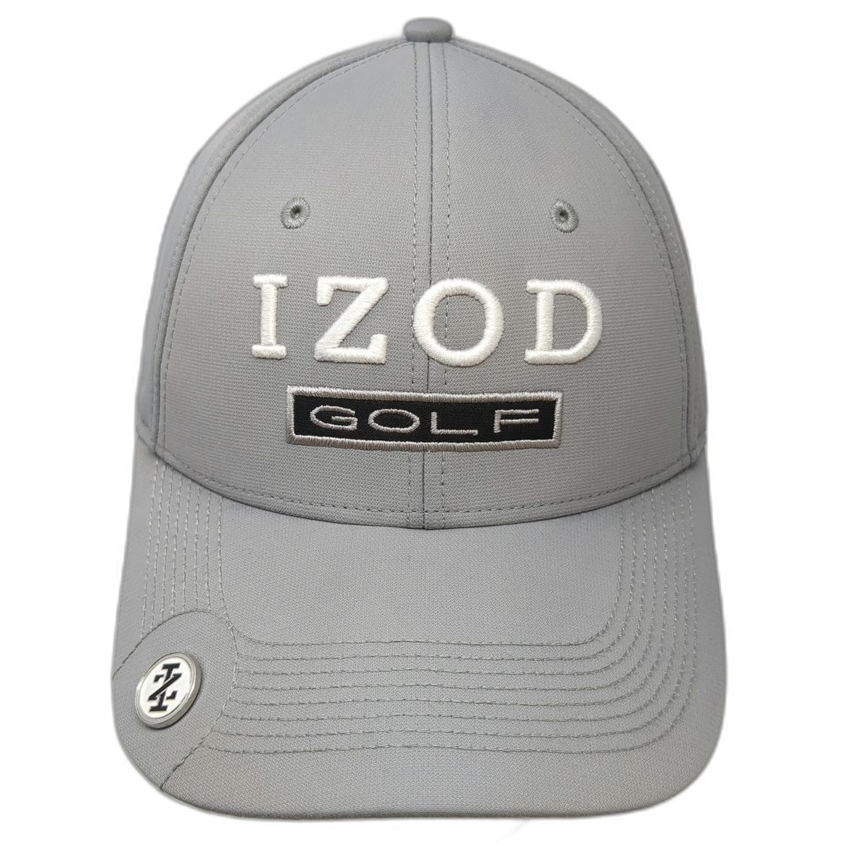 IZOD Baseball Cap Gray One Size Golf Ball Marker Performance Slideback Hat Logo