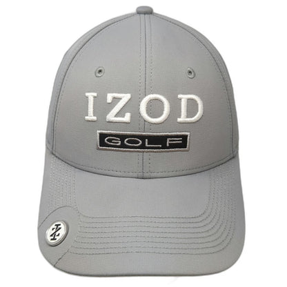 IZOD Baseball Cap Gray One Size Golf Ball Marker Performance Slideback Hat Logo