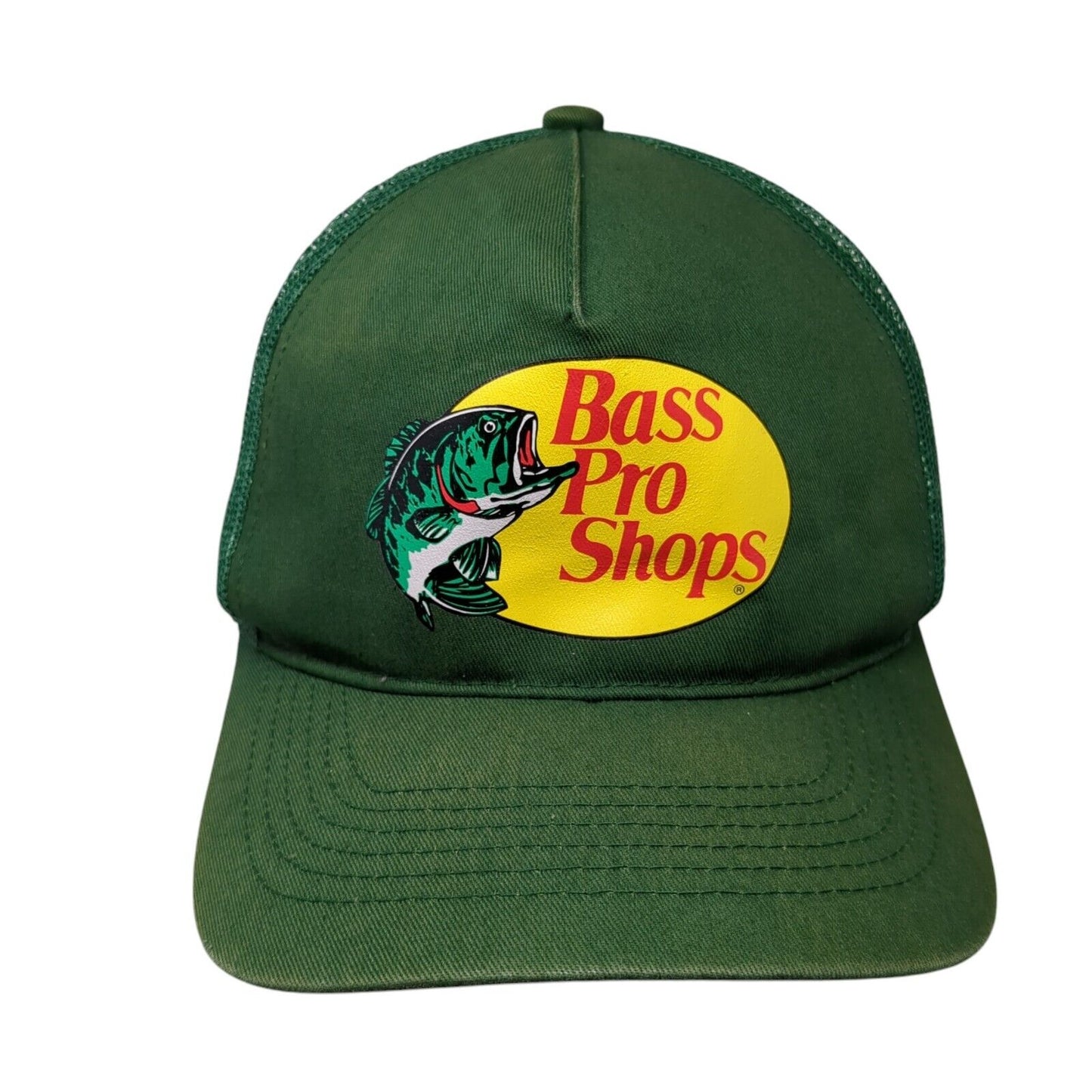 Bass Pro Shops Snapback Trucker Hat Green OS Adjustable Mesh Back Gone Fishing