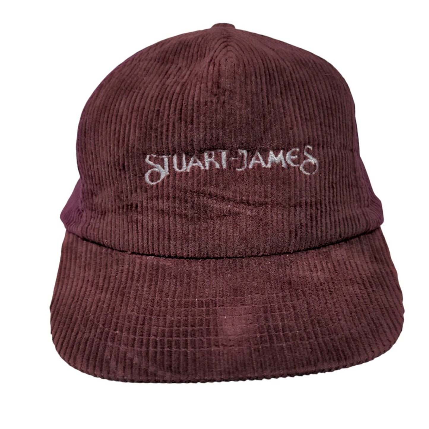 Stuart James Snapback Hat Red M/L Adjustable Corduroy Embroidered 6 Panel