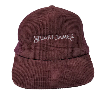 Stuart James Snapback Hat Red M/L Adjustable Corduroy Embroidered 6 Panel