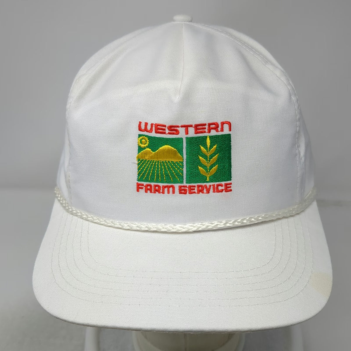 Head To Toe Trucker White Hat Western Farm Service Rope Snapback Farming Vintage