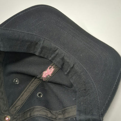 Ralph Lauren Black Label Black Pink Pony Embroidered Logo Slideback Hat Vintage