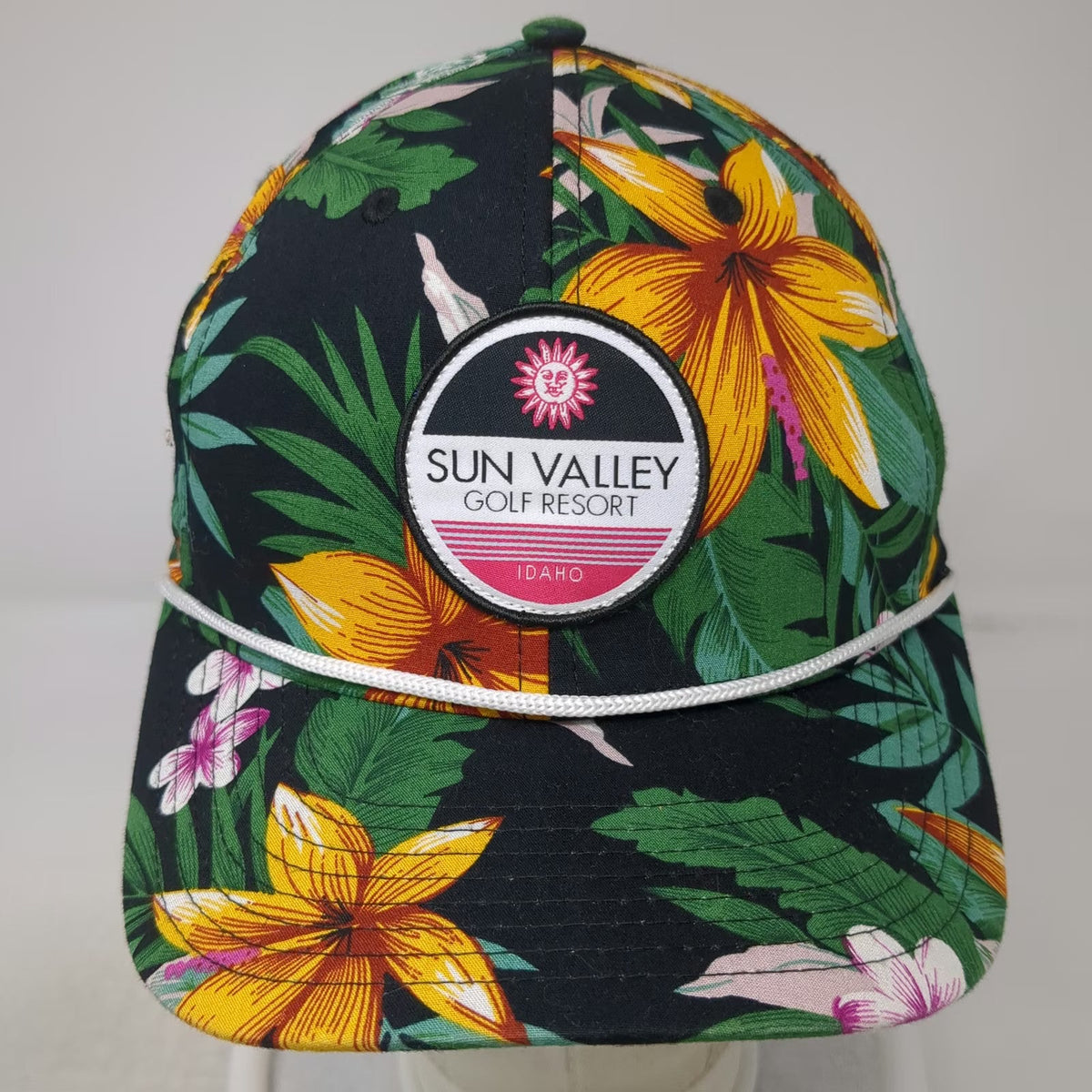 Pukka Sun Valley Golf Resort Idaho Hat Snapback Black Tropical Floral One Size