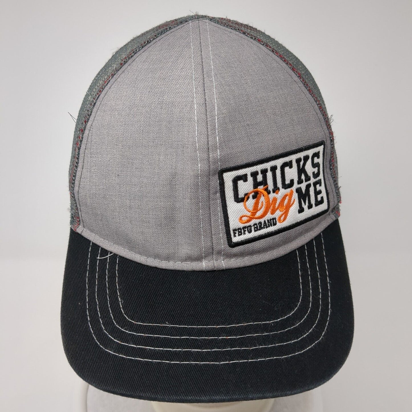 Chicks Dig Me Snapback Trucker Hat Gray One Size Mesh Back Colorblock