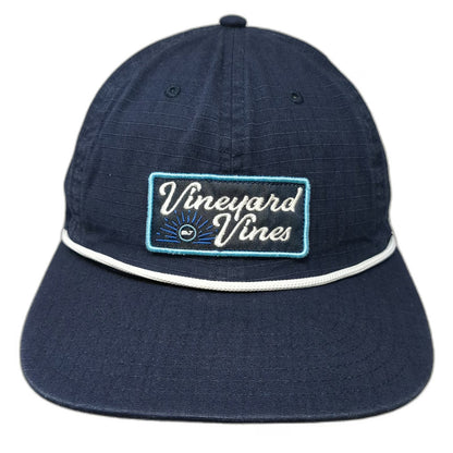 Vineyard Vines Snapback Blue Hat One Size Rope Ripstop Whale Logo Patch Cotton